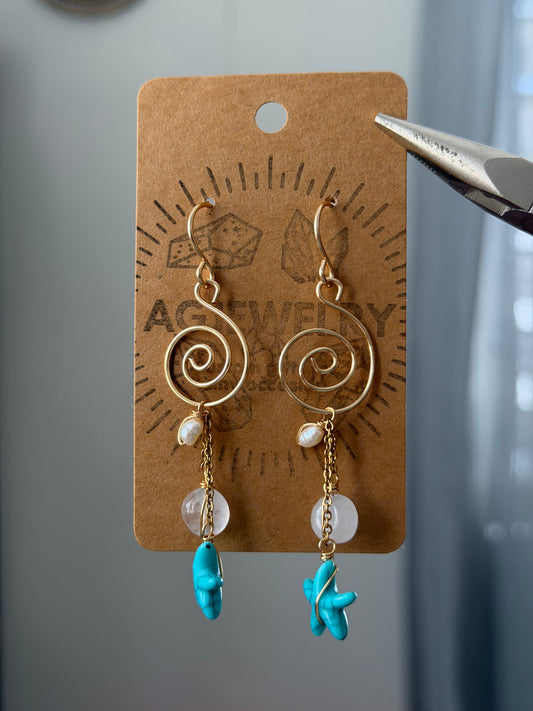 Swirl starfish earrings