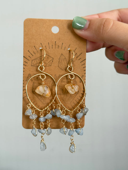 Chandelier aquamarine earrings