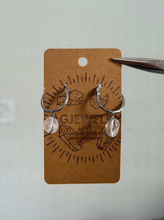 Clear quartz mini hoop