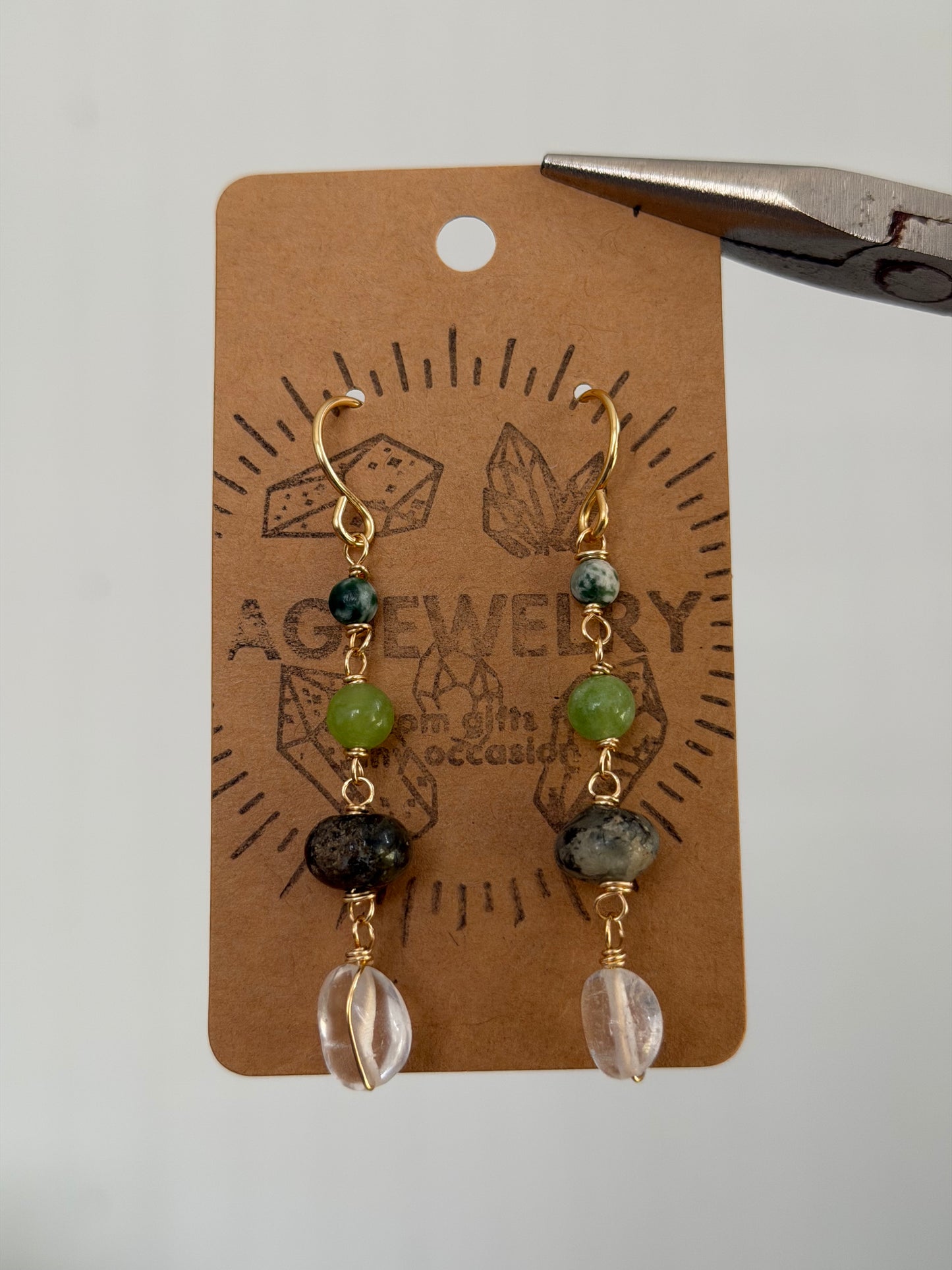 Moss agate drop earrings