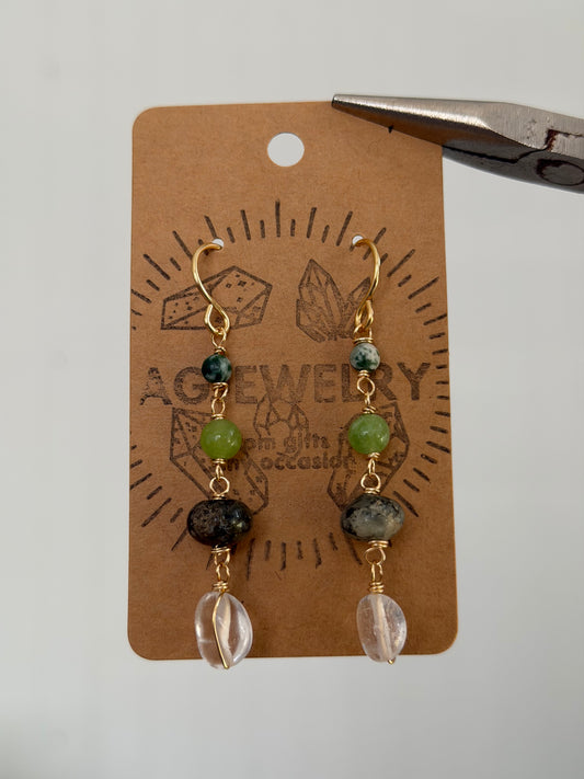 Moss agate drop earrings