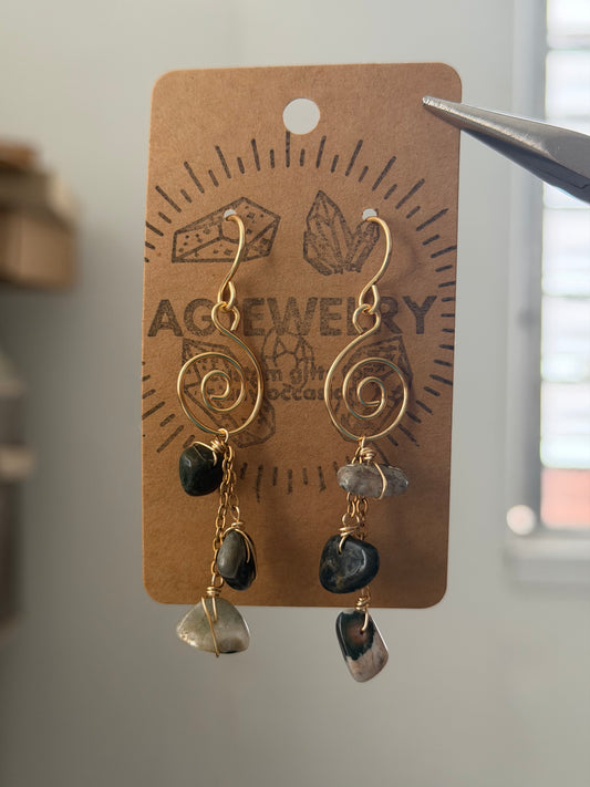 Agate mini swirl earrings