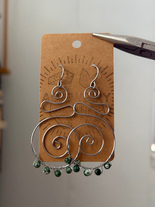 Moss agate abstract earrings