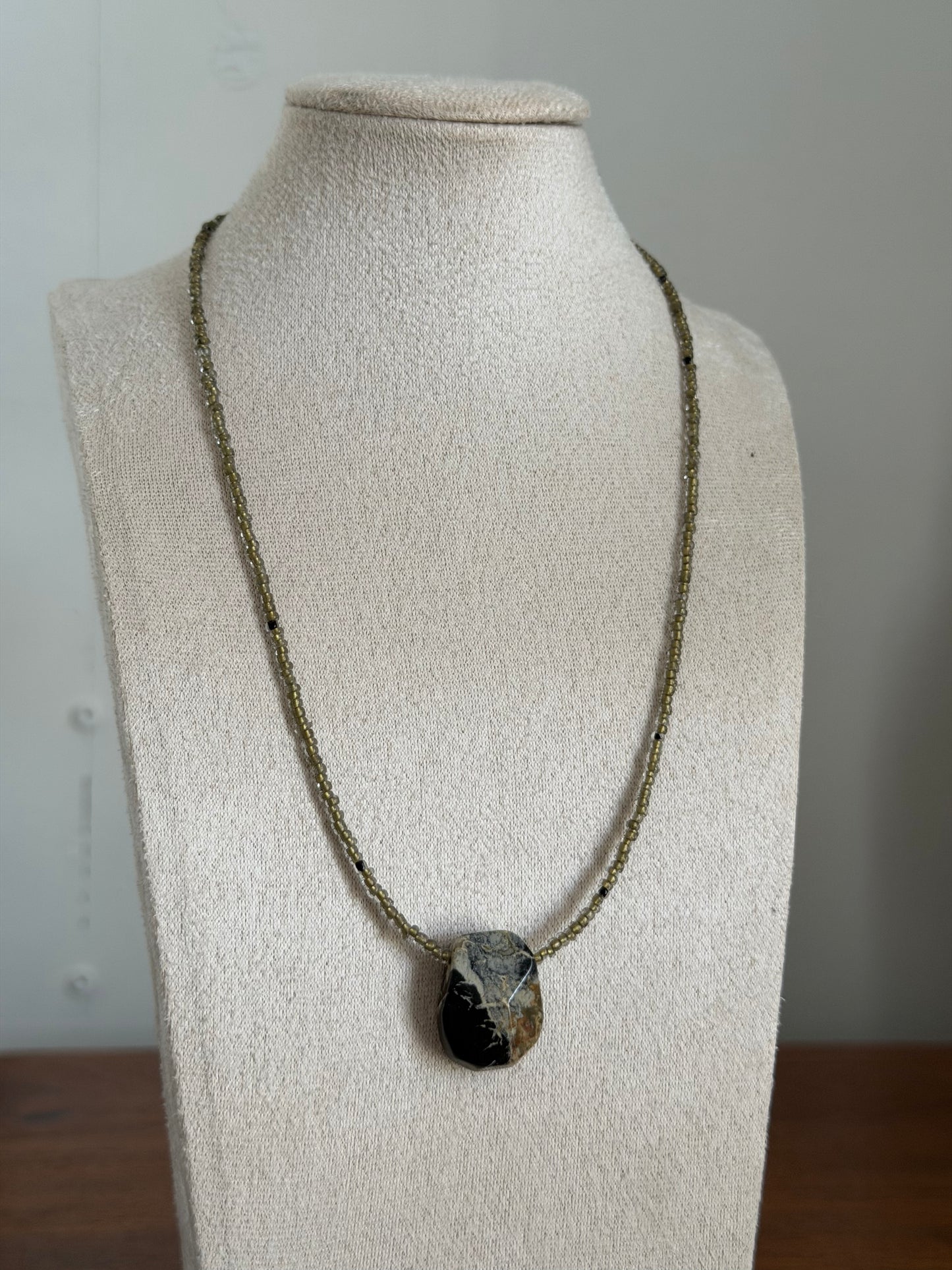 Obsidian beaded necklace
