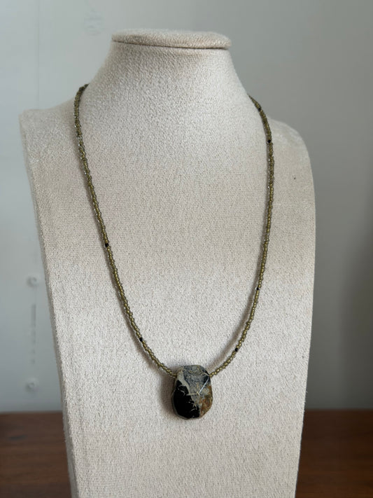 Obsidian beaded necklace