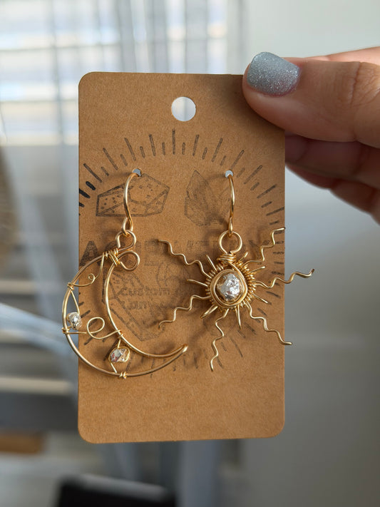 Sun moon earrings