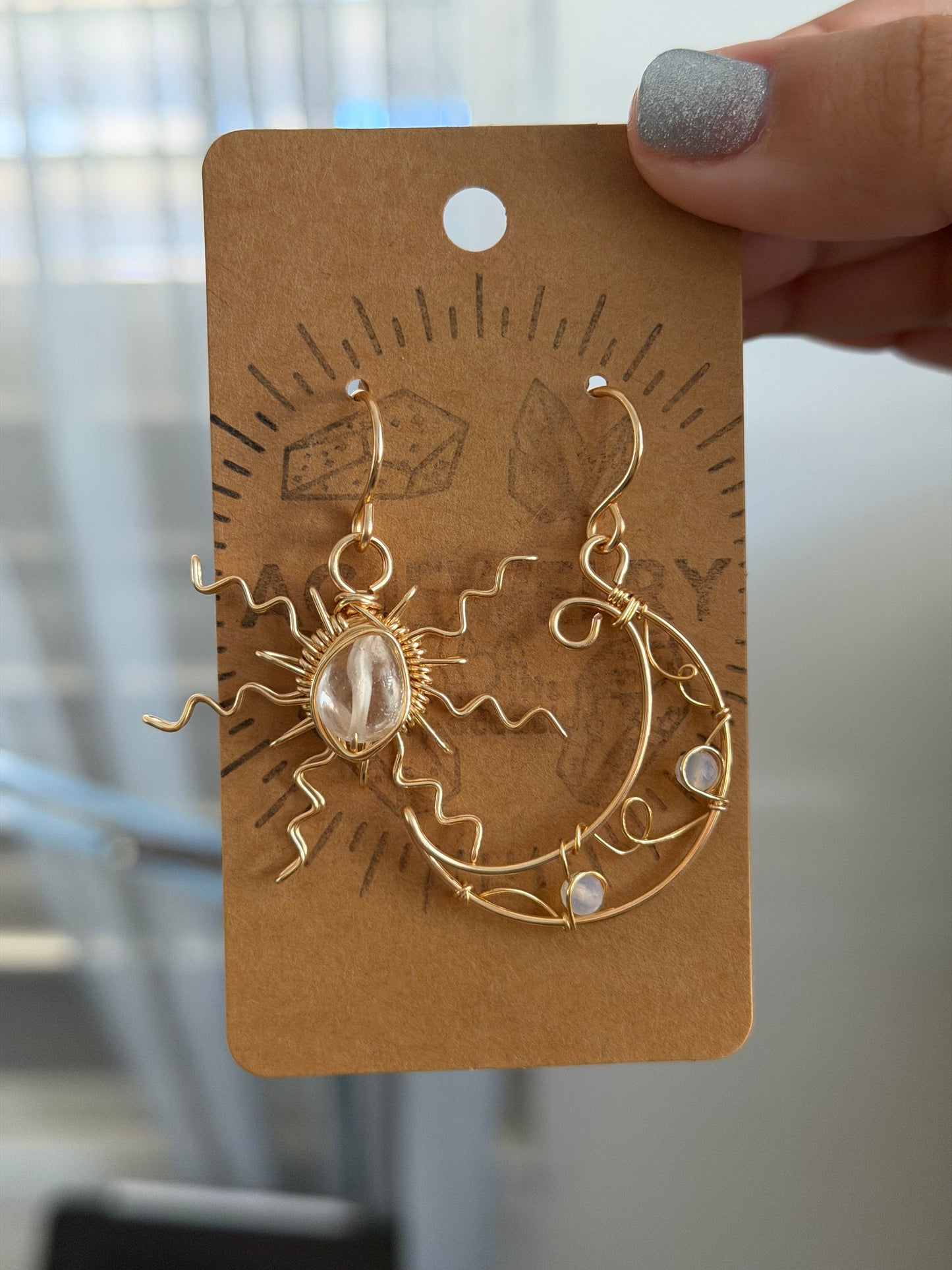 Sun moon earrings