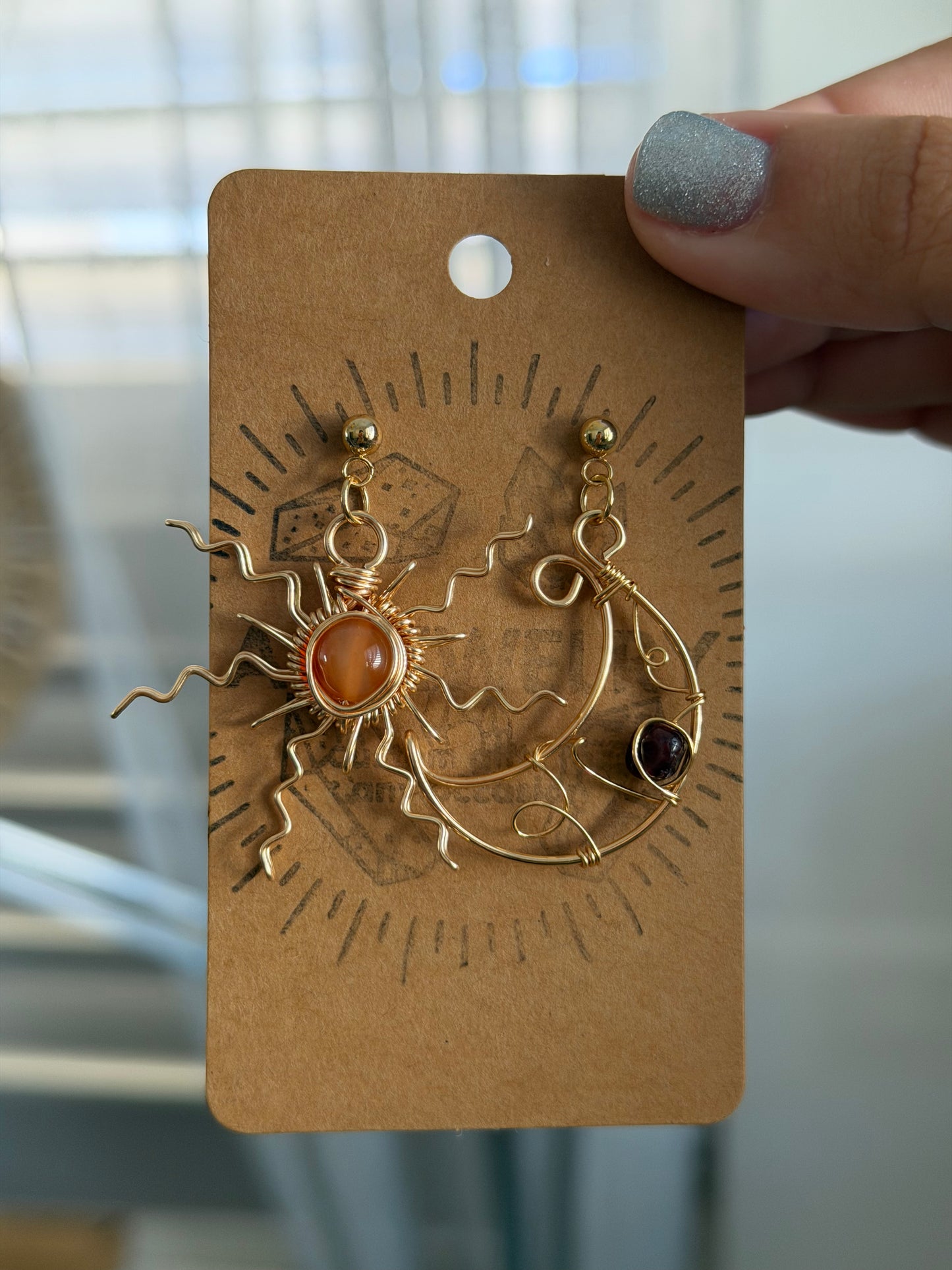 Sun moon earrings