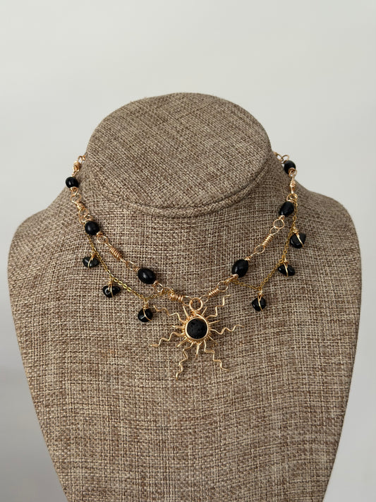 Sun obsidian fairy choker