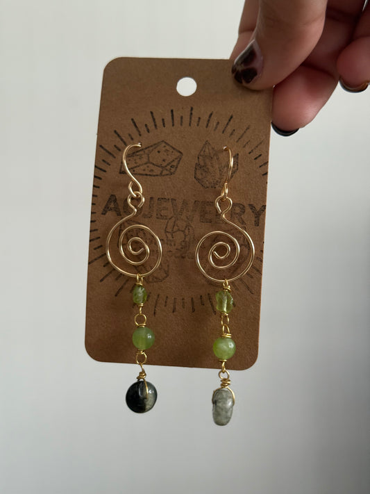 Peridot swirl earrings