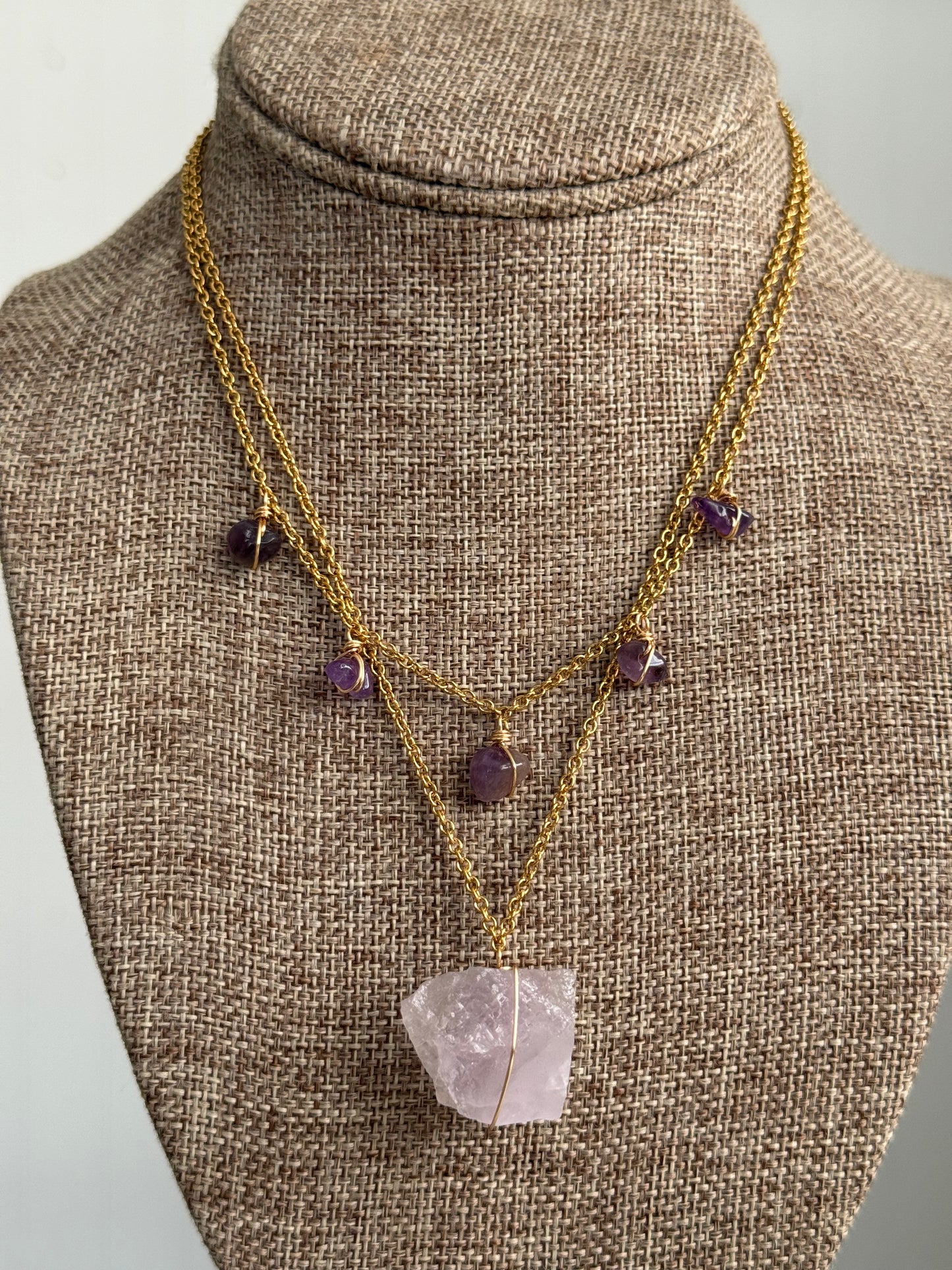 Amethyst layer necklace