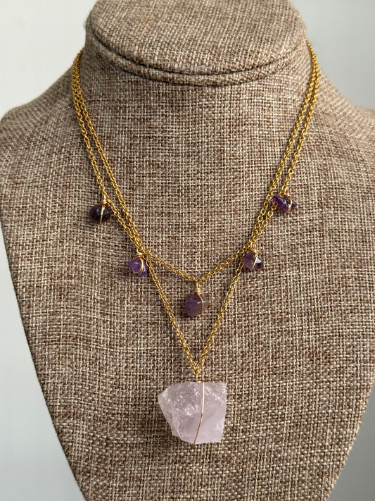 Amethyst layer necklace