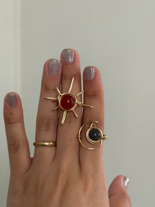 Carnelian sun ☀️ amethyst moon rings